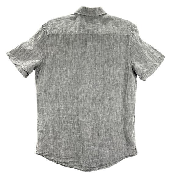 CALIBRATE Mens Gray 100% Linen Slim Fit Short Sleeve Casual Button Up Shirt M - Picture 7 of 8